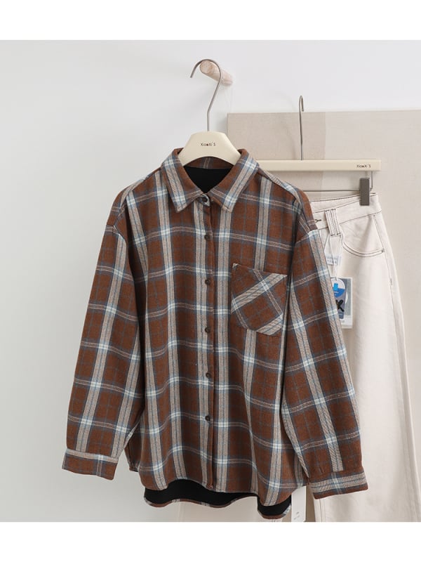 Ženska košulno-dukserica s uzorkom mreže, polo ovratnik, dugi rukavi, jednoredno kopčanje, slobodan kroj