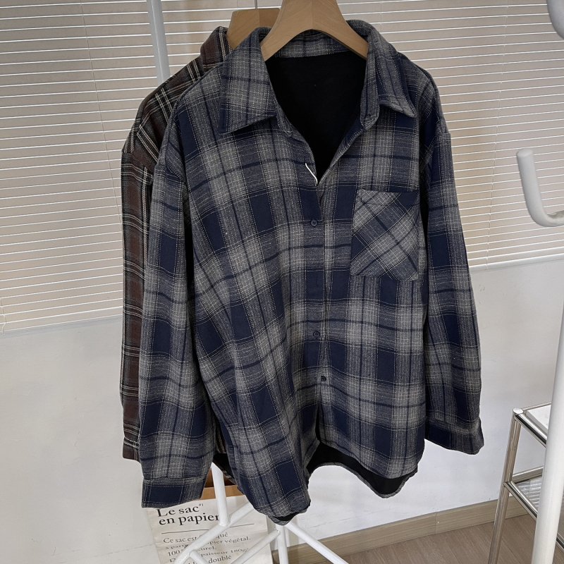 Ženska košulno-dukserica s uzorkom mreže, polo ovratnik, dugi rukavi, jednoredno kopčanje, slobodan kroj