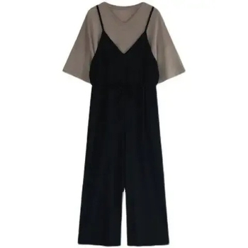 Plus-size ženski ljetni dvodjelni set s overalom i topom – Chenille s elastanom, proljeće 2025