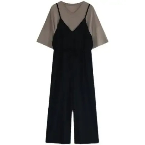 Plus-size ženski ljetni dvodjelni set s overalom i topom – Chenille s elastanom, proljeće 2025