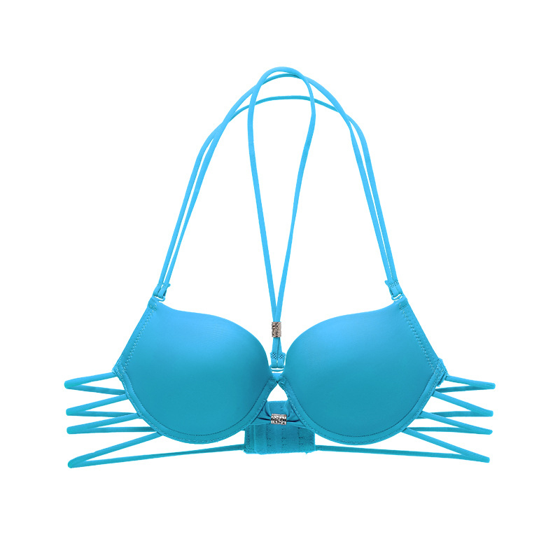 Push-up liemenėlė su kaklo dirželiu, atviras nugaros dizainas, kvėpuojantis poliesteris, 3/4 kaušiai, kaušelio formavimas: viršutinė plona, apatinė storesnė, nuimamas kaklo dirželis, patogu