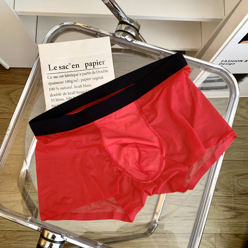 Muške bokserice, pletene od ice silk, najlon tkanina, srednji pojas, prozračne i bez vidljivih tragova