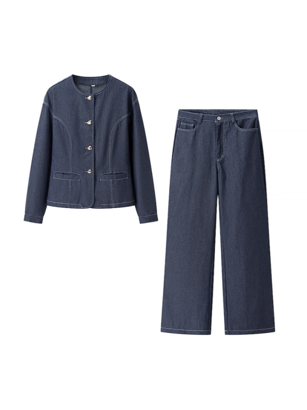 Ženski ležerni komplet: top s kružnim izrezom i hlače visokog struka, 3D uzorak, bez glačanja, poliester, dugi rukavi, japansko-korejski ležerni stil, proljeće 2025