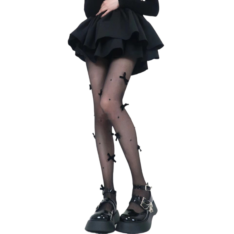 Lolita zeķes ar lenti, plānas 15D, poliester 70–80%, gurnu formēšana