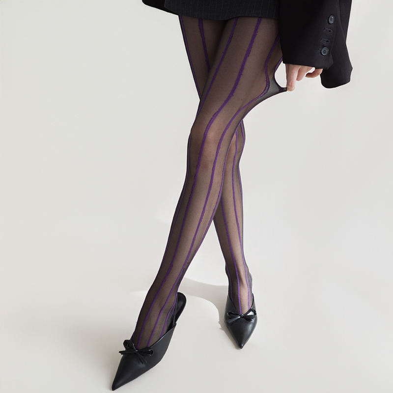 Conyet Matte vertikālās svītras zeķubikses, ultra-plānas 15D neilons, svītru raksts, ķermeņa formas veidošana, anti-sniegšana