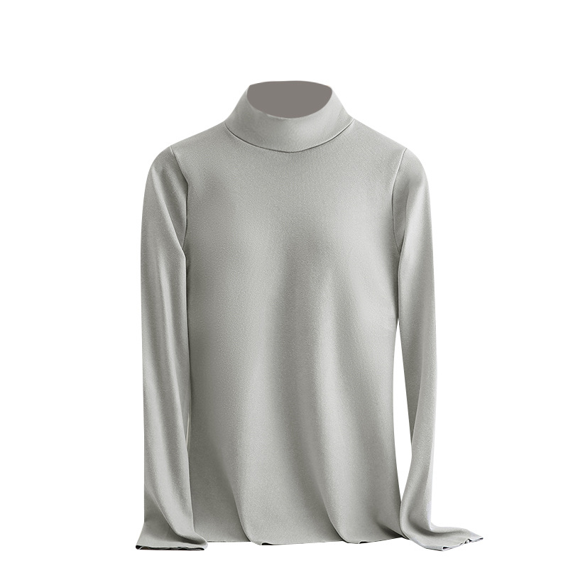 Top termic din velur pentru femei, cu guler semi-înălțat, dublu strat, mânecă lungă, greutate țesătură 251–300 g/m²
