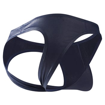 Vyrų fetišinis apatinis trikotažas su blizgančiu odos įspūdžio efektu, permatomas iškirpimo dizainas, 90–95% poliesteris, įpakuotas į maišelį, prekės ženklas Male bully shield