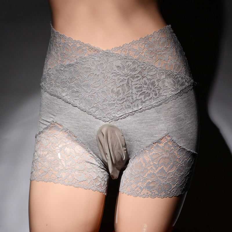 Vyrų apatiniai su U formos kišene, permatoma nėrinė, aukštos juosmens, kvėpuojantys bokseriai