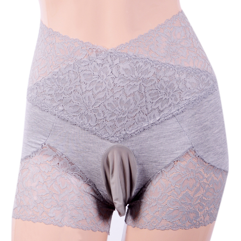 Vyrų apatiniai su U formos kišene, permatoma nėrinė, aukštos juosmens, kvėpuojantys bokseriai