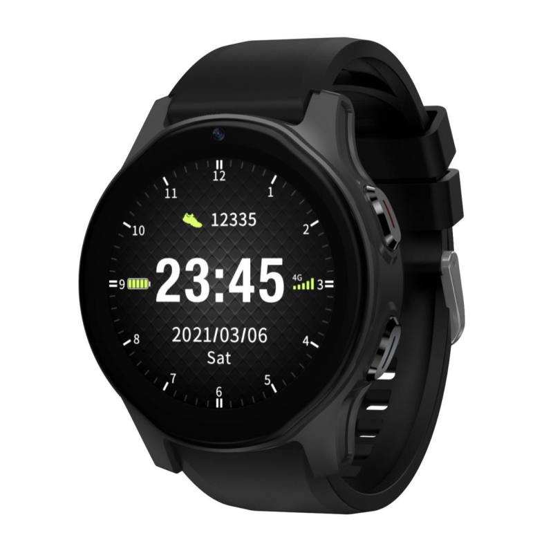 Ceas inteligent cu poziționare GPS, monitorizare ritm cardiac și SpO2, slot SIM, Bluetooth, ecran TFT rotund