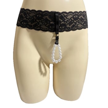 Vyriski atviri thong su nėriniu juosmeniu ir karolių grandinės žiedu | audinys: nailonas, pagrindinis turinys 80–90%