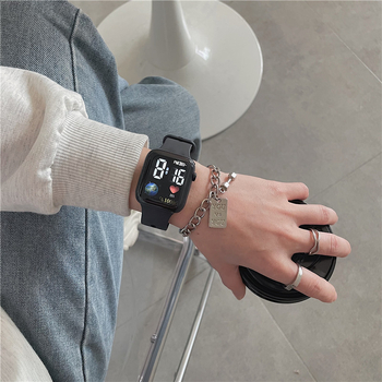 Moterų studentų skaitmeninis laikrodis – Instagram įkvėptas minimalistinis kvadratinis cifernikas, 42 mm skersmuo, 8 mm storis, plastikinis korpusas, elektroninė pavara