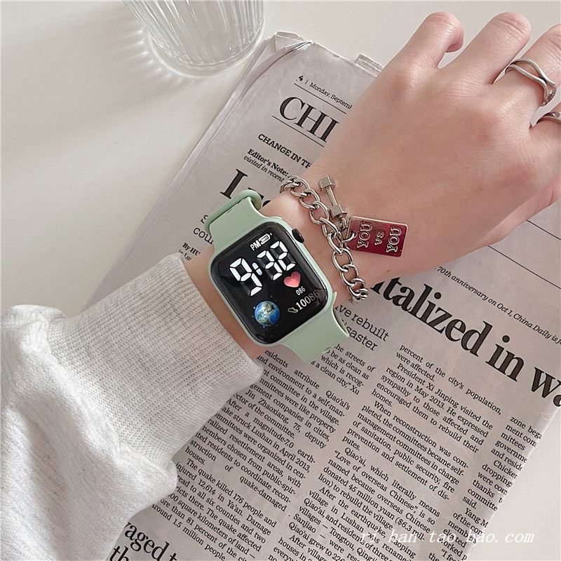 Moterų studentų skaitmeninis laikrodis – Instagram įkvėptas minimalistinis kvadratinis cifernikas, 42 mm skersmuo, 8 mm storis, plastikinis korpusas, elektroninė pavara