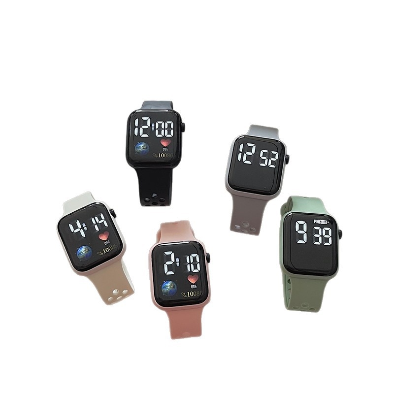 Moterų studentų skaitmeninis laikrodis – Instagram įkvėptas minimalistinis kvadratinis cifernikas, 42 mm skersmuo, 8 mm storis, plastikinis korpusas, elektroninė pavara