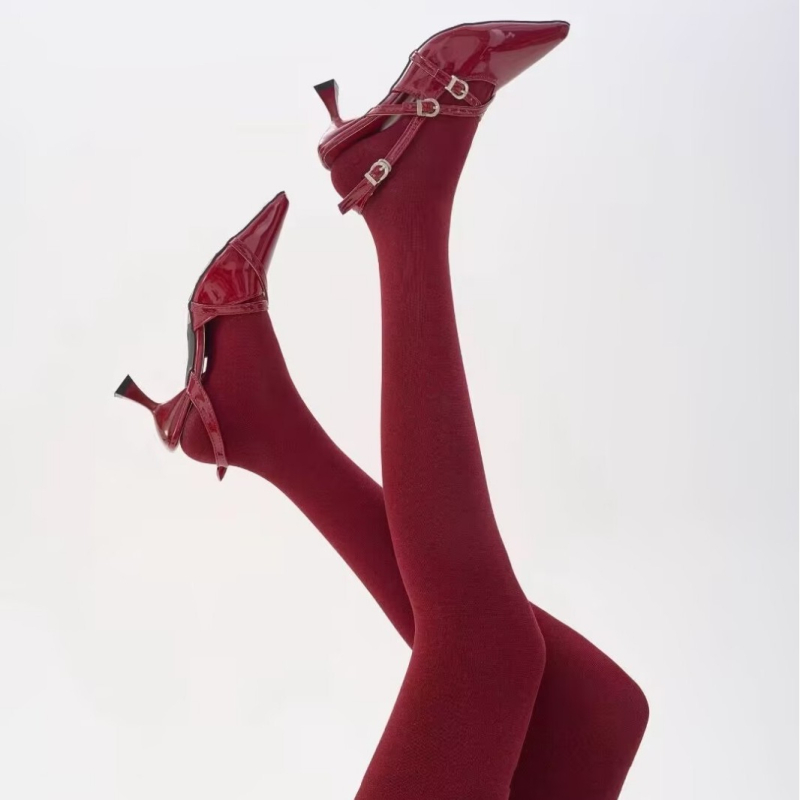 Καλσόν μαλλί 2025 αρχές φθινοπωριού, ύφανση υψηλής πυκνότητας 240 βελόνες, μακριά καλσόν με επίπεδη ύφανση, ανύψωση γλουτών, μεσαίο πάχος