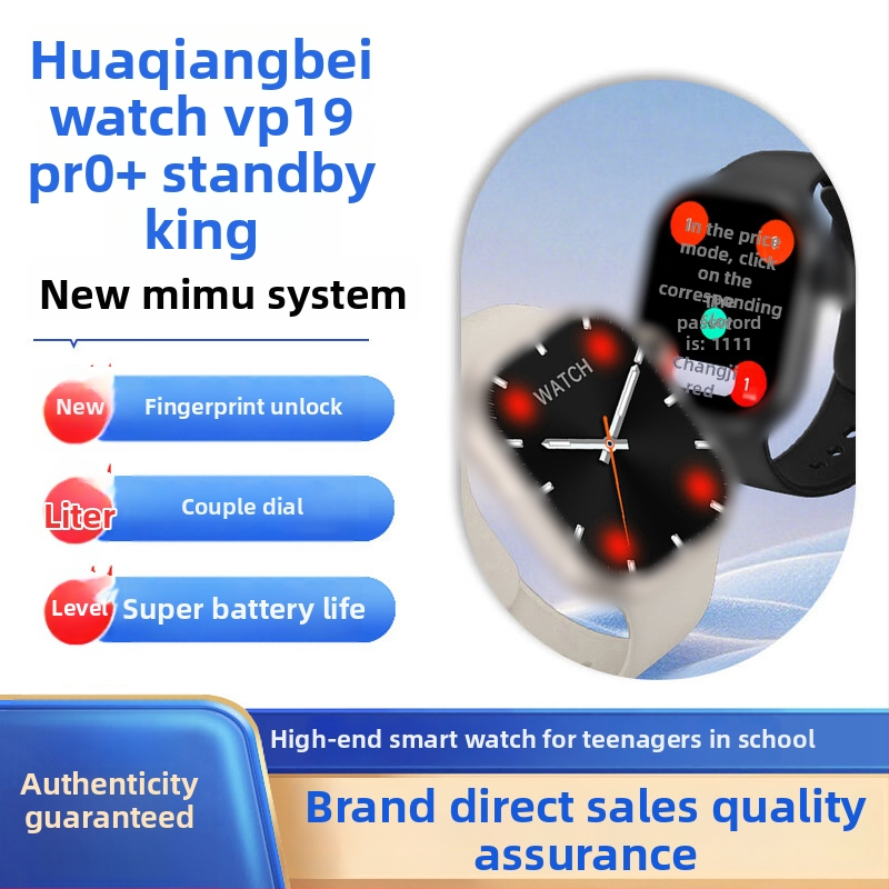 Smartwatch VP19Rrp+ με θύρα καρτών και ξεκλείδωμα με αποτύπωμα; οθόνη AMOLED; NFC με δυναμικά πρόσωπα ρολογιού; αισθητήρες υγείας (συχνότητα παλμών, οξυγόνο στο αίμα); μπαταρία 1100mAh με μαγνητική φόρτιση και αντοχή στο νερό