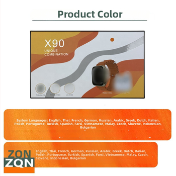 Set ceas inteligent X90 - ULTRA, cu suport pentru mai multe limbi, apel Bluetooth, monitorizare tensiune și oxigen, monitorizare somn, Android compatibil