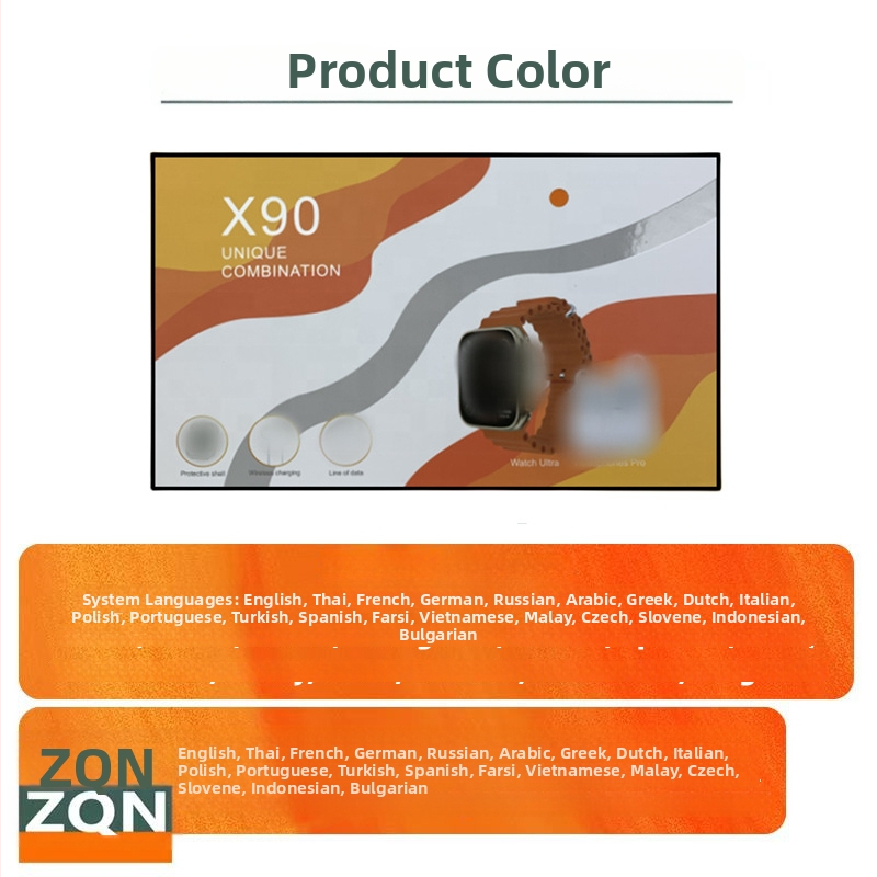 Set ceas inteligent X90 - ULTRA, cu suport pentru mai multe limbi, apel Bluetooth, monitorizare tensiune și oxigen, monitorizare somn, Android compatibil