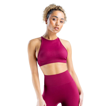 Sieviešu haltera kakla sporta krūšturis ar noņemamām krūšu spilventiņiem, šaurs siluets, sastāvs 90% neilons / 10% elastāns, īss garums līdz vēderam