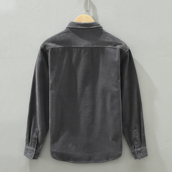 Muška košulja-jakna s dugim rukavima, pamuk, široka kroj, džep detalj, inspirirano japanskim retro cardigan stilom