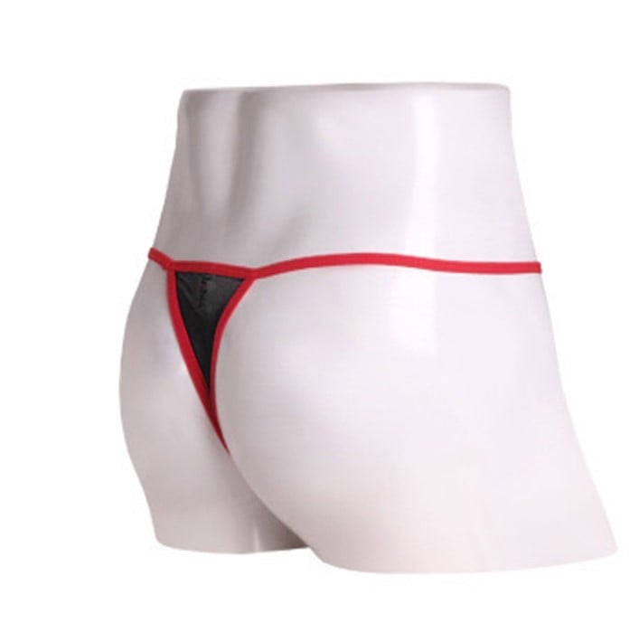 Vyriski tinkliniai thong apatiniai – gladiatoriaus stilius, T formos kirpimas, tinklinis audinys, pagrindinis audinys 95% akrilo, kirkšnies pamušalas 95% akrilo