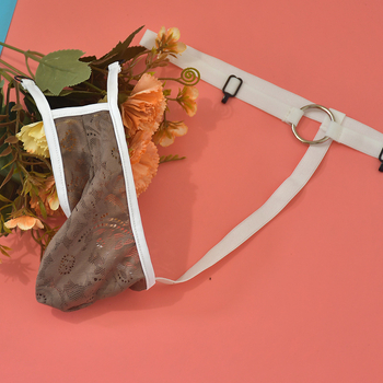 Unisex nėrinių thongas apatiniai, dalinai permatomi, poliesterio 97% audinys, įdėklas 97% poliesteris