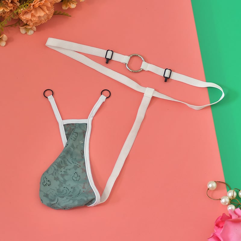 Unisex nėrinių thongas apatiniai, dalinai permatomi, poliesterio 97% audinys, įdėklas 97% poliesteris