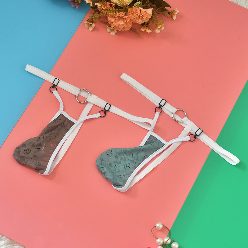 Unisex nėrinių thongas apatiniai, dalinai permatomi, poliesterio 97% audinys, įdėklas 97% poliesteris