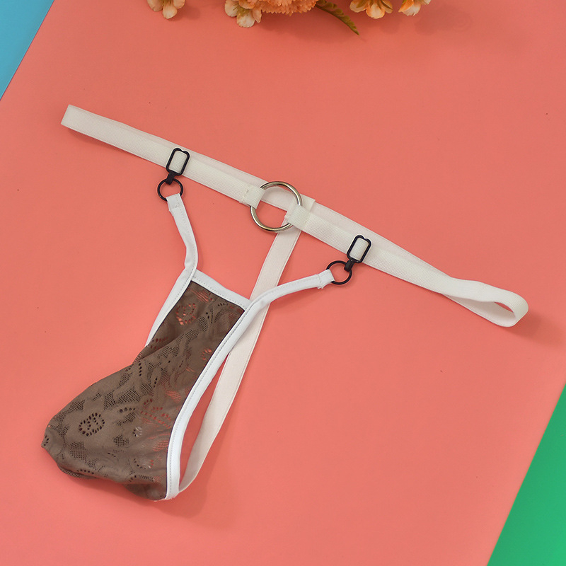 Unisex nėrinių thongas apatiniai, dalinai permatomi, poliesterio 97% audinys, įdėklas 97% poliesteris