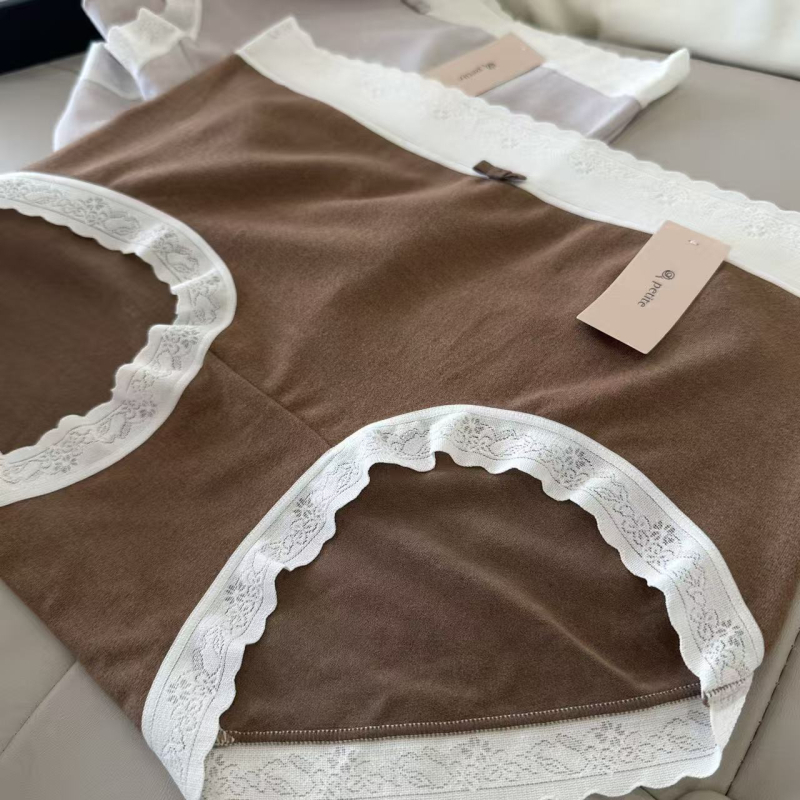 Moteriški bokseriai megztame audinyje su fliso viduje, vidurio juosta, vienalytė spalva, regeneruotos celulozės pluoštas, 100% medvilnė, šilta ir kvėpuojanti ruduo ir žiemai