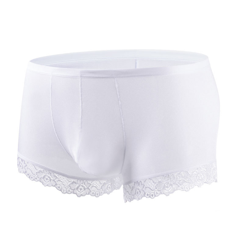 Muške boxerice od ice silk s čipkom, niski struk, veliki džep, brzo se suše, prozračne, glavna tkanina najlon