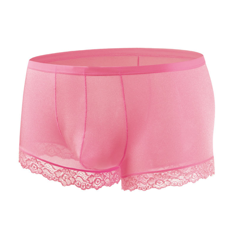 Muške boxerice od ice silk s čipkom, niski struk, veliki džep, brzo se suše, prozračne, glavna tkanina najlon