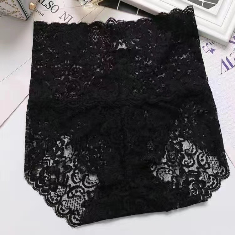 Nėrinių moterų kelnaitės su aukštu liemeniu pilvo kontrolei, medvilninė įdėklas tarpuose, nailono mezgta medžiaga