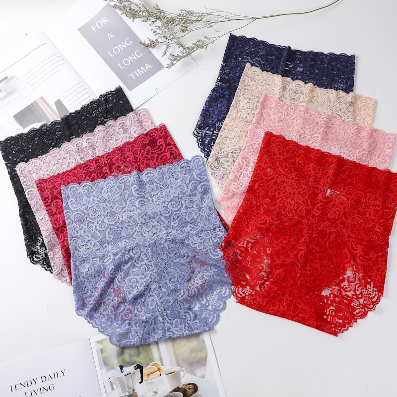 Nėrinių moterų kelnaitės su aukštu liemeniu pilvo kontrolei, medvilninė įdėklas tarpuose, nailono mezgta medžiaga