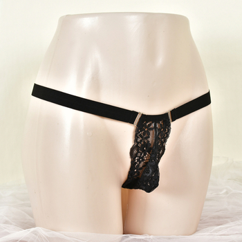 Nėriniai vyriški thong apatiniai, permatomi, poliesteris, pagrindinis audinys 95–100%, pakuotė maiše, rinkos pradžia 2025 metų žiemą