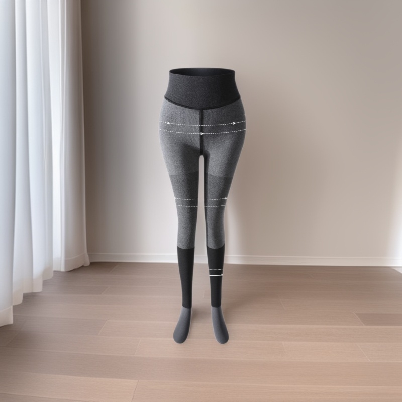 Női pamut velúr harisnya, három-zónás nyomáscsökkentés, vastag és meleg, mintázat csíkos/karos, harisnyanadrág hossz