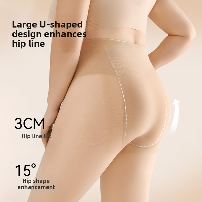 Colanți cu căptușeală pentru Plus Size, efect picioare goale, nailon, ridicare fese, invizibil, cald, gros