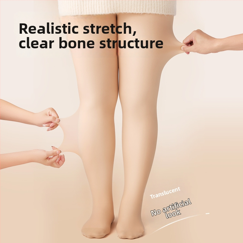 Colanți cu căptușeală pentru Plus Size, efect picioare goale, nailon, ridicare fese, invizibil, cald, gros