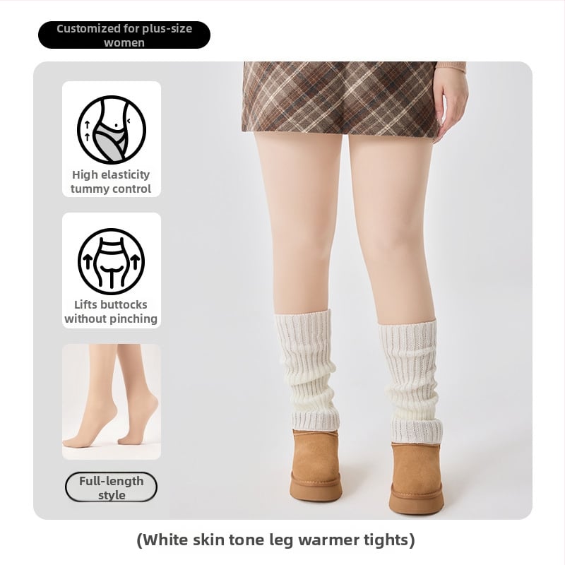 Colanți cu căptușeală pentru Plus Size, efect picioare goale, nailon, ridicare fese, invizibil, cald, gros