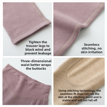 Moterų aukšto juosmens šiluminės kelnaitės su savireguliuojančiais pleistrais keliams ir pilvo apsaugai, be siūlių, iš akrilinių pluoštų
