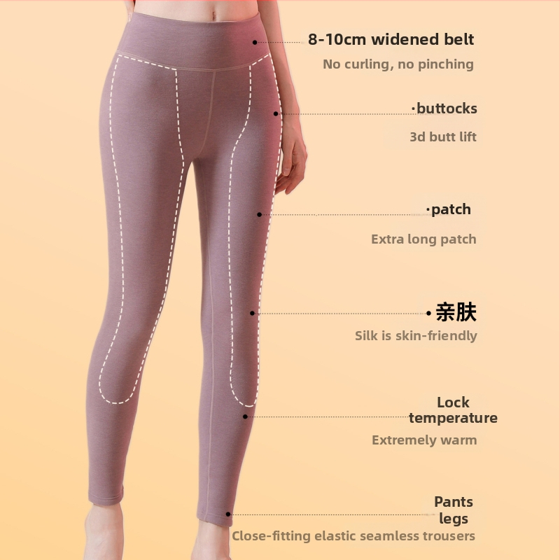 Moterų aukšto juosmens šiluminės kelnaitės su savireguliuojančiais pleistrais keliams ir pilvo apsaugai, be siūlių, iš akrilinių pluoštų