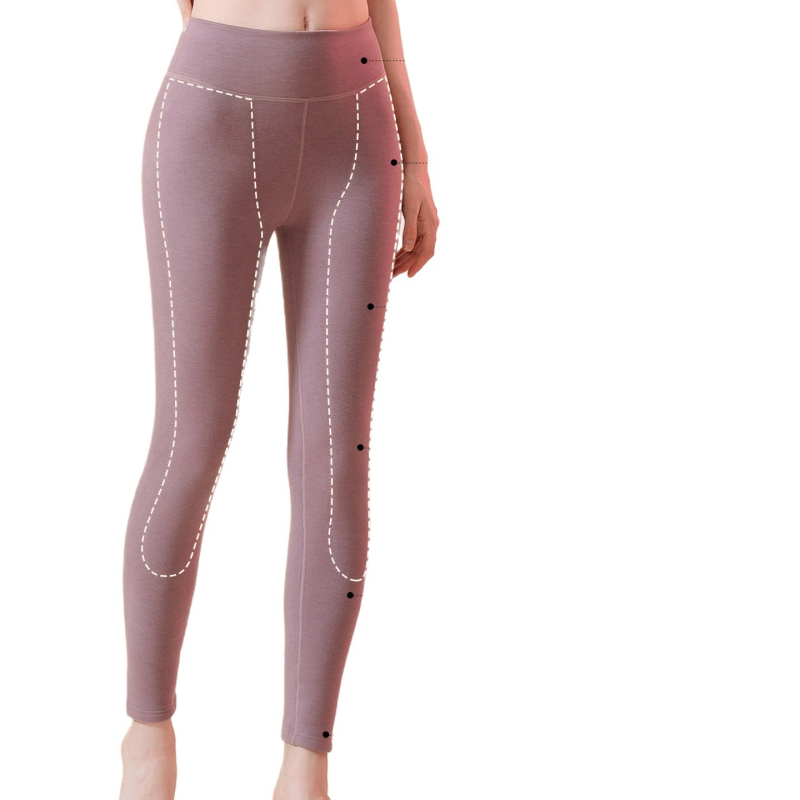 Moterų aukšto juosmens šiluminės kelnaitės su savireguliuojančiais pleistrais keliams ir pilvo apsaugai, be siūlių, iš akrilinių pluoštų