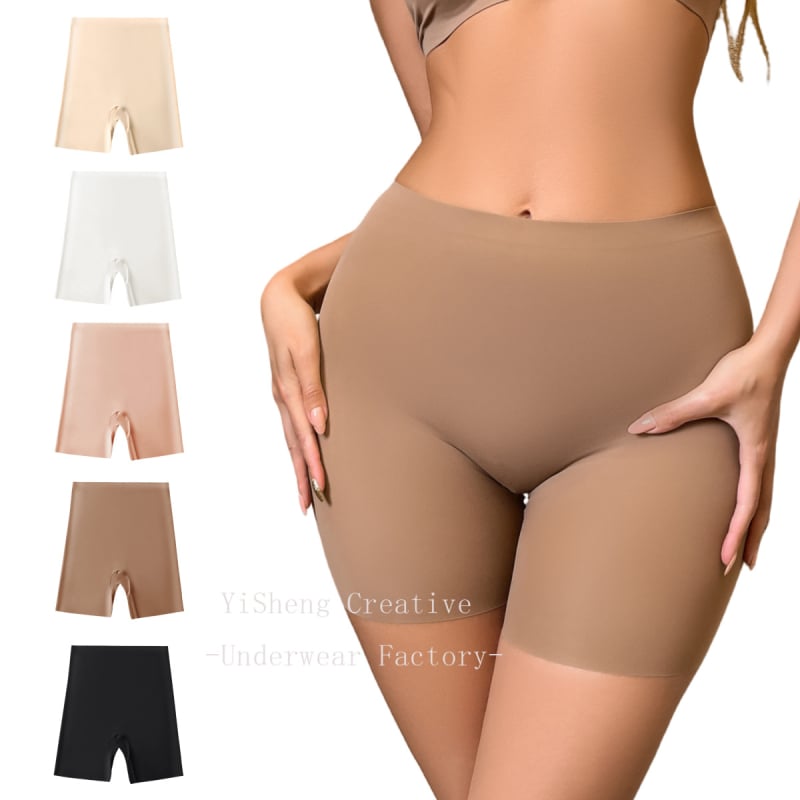 Moterų saugumo kelnaitės su aukštu juosmeniu, pakelia klubus ir pilvo kontrolei; pagrindinis audinys nailonas 85%, kirkšnies pamušalas 100% medvilnė