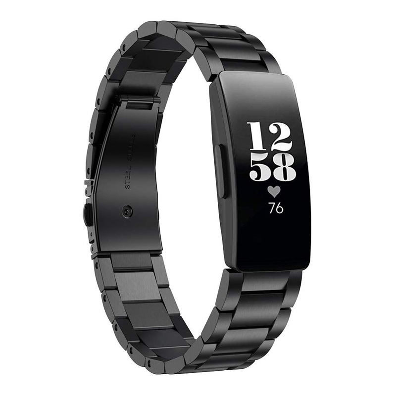 Λουρί για έξυπνο ρολόι Fitbit Inspire 1/2 HR, από ανοξείδωτο ατσάλι, μεταλλική αλυσίδα με κούμπωμα τριών δοντιών, 14 mm σύνδεση, 45 g