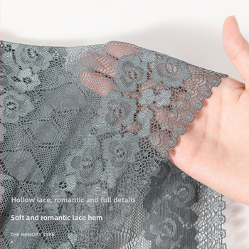 Plus dydžio aukštos liemens nėrinių kelnaitės su atvira gėlių raiška, kvėpuojančios, nailonas 90% su medvilnine įdaila 90%