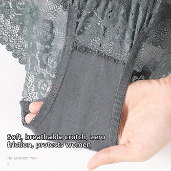 Plus dydžio aukštos liemens nėrinių kelnaitės su atvira gėlių raiška, kvėpuojančios, nailonas 90% su medvilnine įdaila 90%