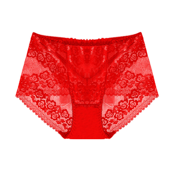 Plus dydžio aukštos liemens nėrinių kelnaitės su atvira gėlių raiška, kvėpuojančios, nailonas 90% su medvilnine įdaila 90%