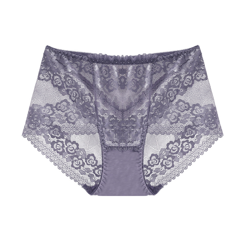 Plus dydžio aukštos liemens nėrinių kelnaitės su atvira gėlių raiška, kvėpuojančios, nailonas 90% su medvilnine įdaila 90%