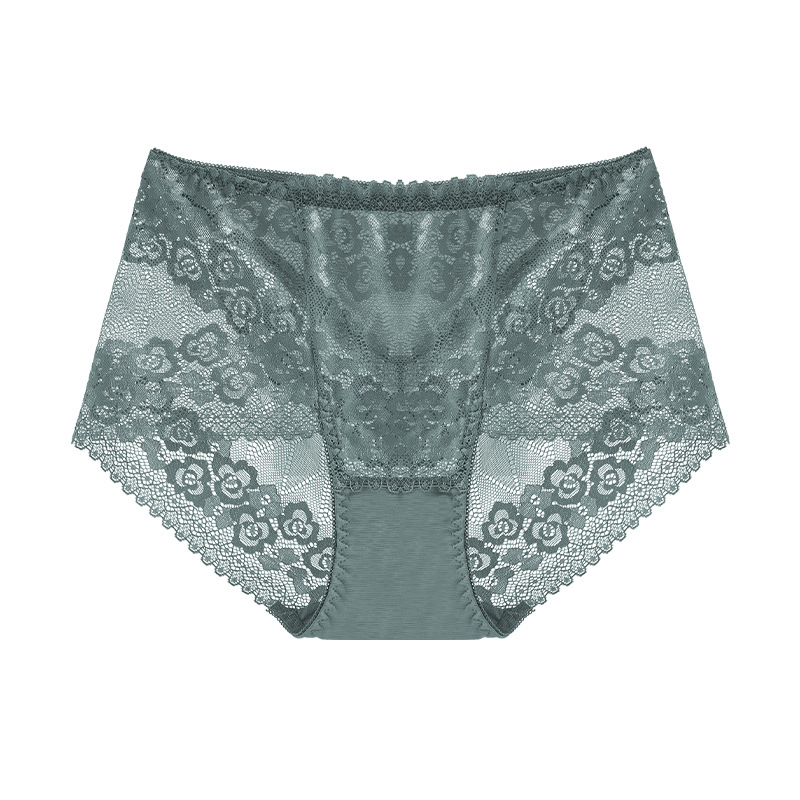 Plus dydžio aukštos liemens nėrinių kelnaitės su atvira gėlių raiška, kvėpuojančios, nailonas 90% su medvilnine įdaila 90%