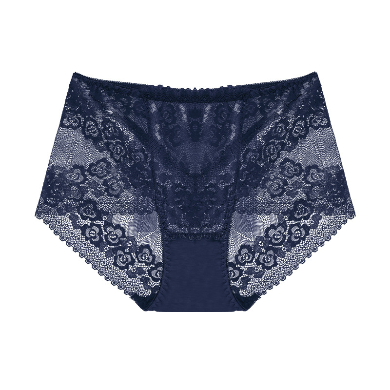 Plus dydžio aukštos liemens nėrinių kelnaitės su atvira gėlių raiška, kvėpuojančios, nailonas 90% su medvilnine įdaila 90%